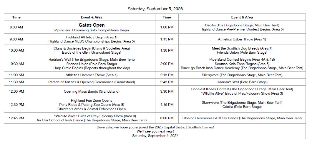 2026 CDSG Schedule of Events